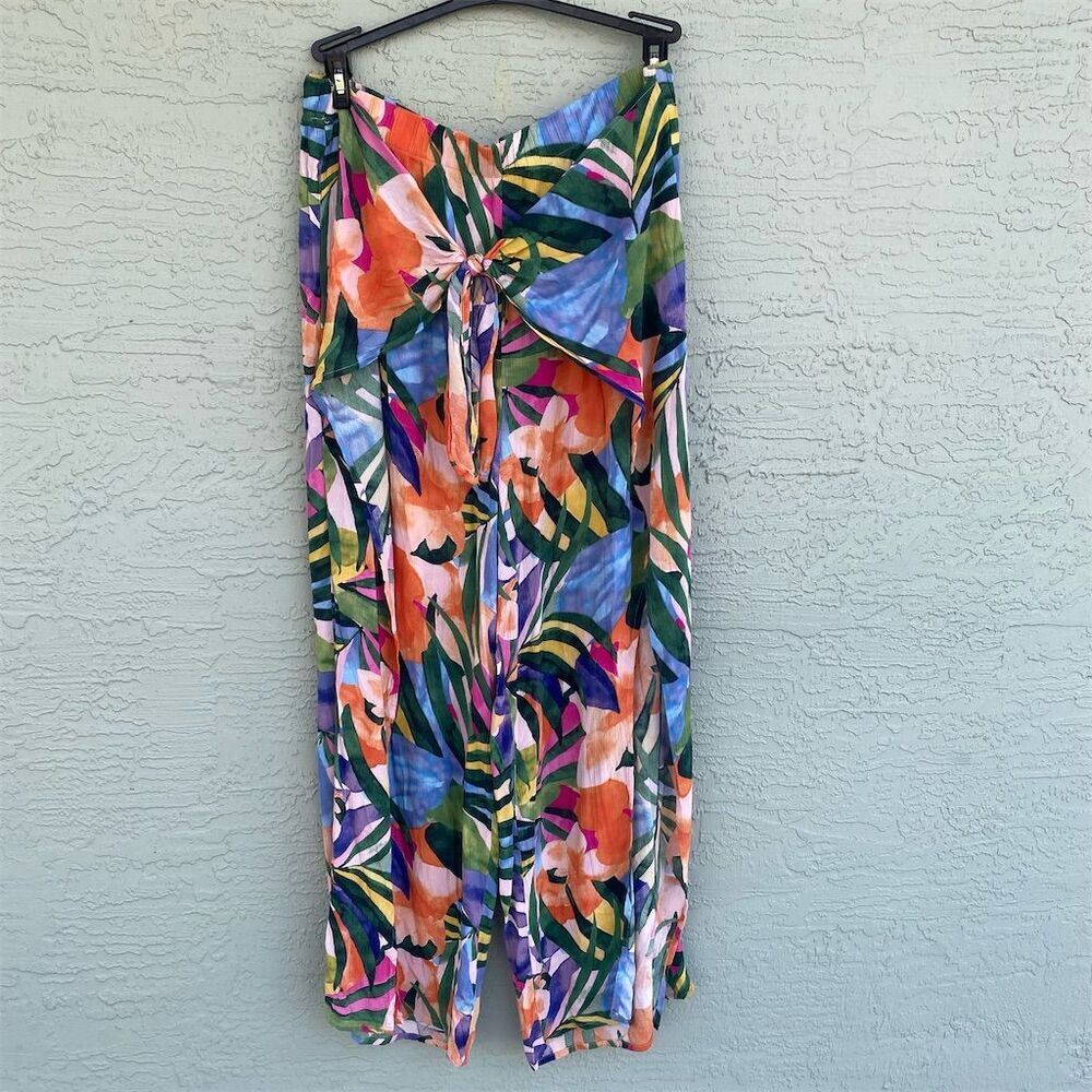Kona Sol Women's XL Tropical Floral Beach Pants Multicolor Casual